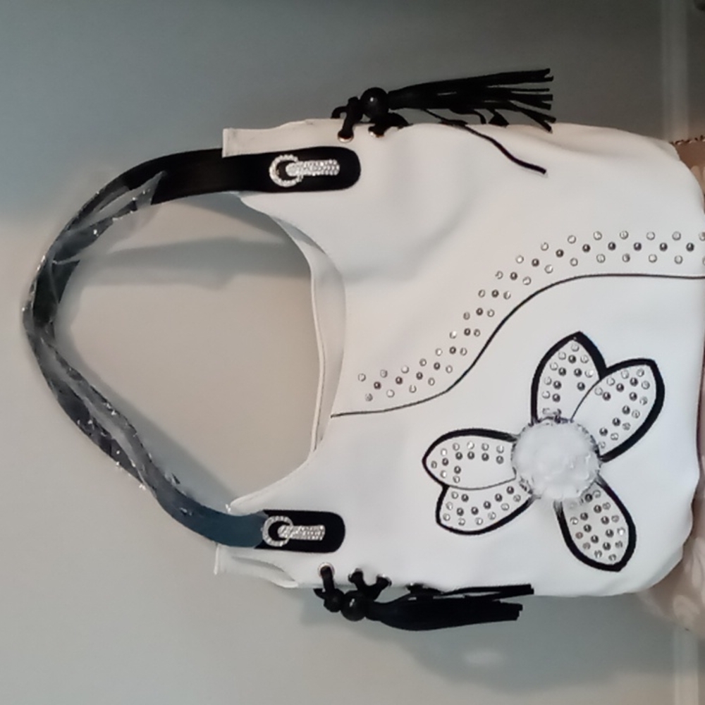White and black purse